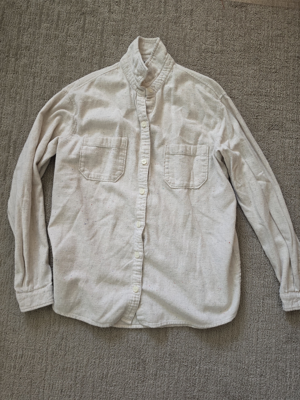 Old Navy Women's Cream Button-Down Shirt with Chest Pockets